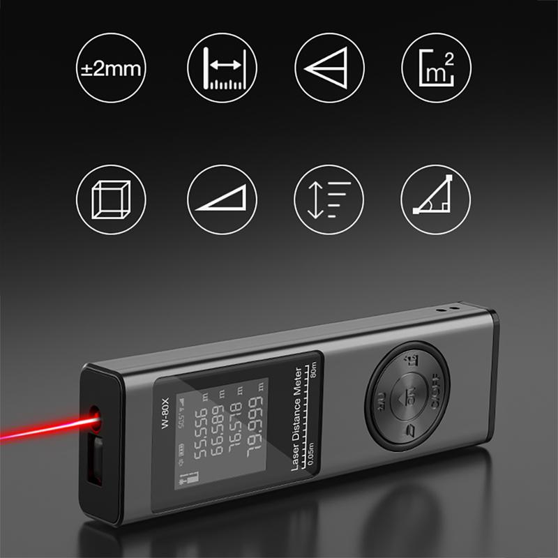 Thước laser mini đo khoảng cách 9TIME nhỏ gọn đút túi quần, pin sạc usb vỏ kim loại