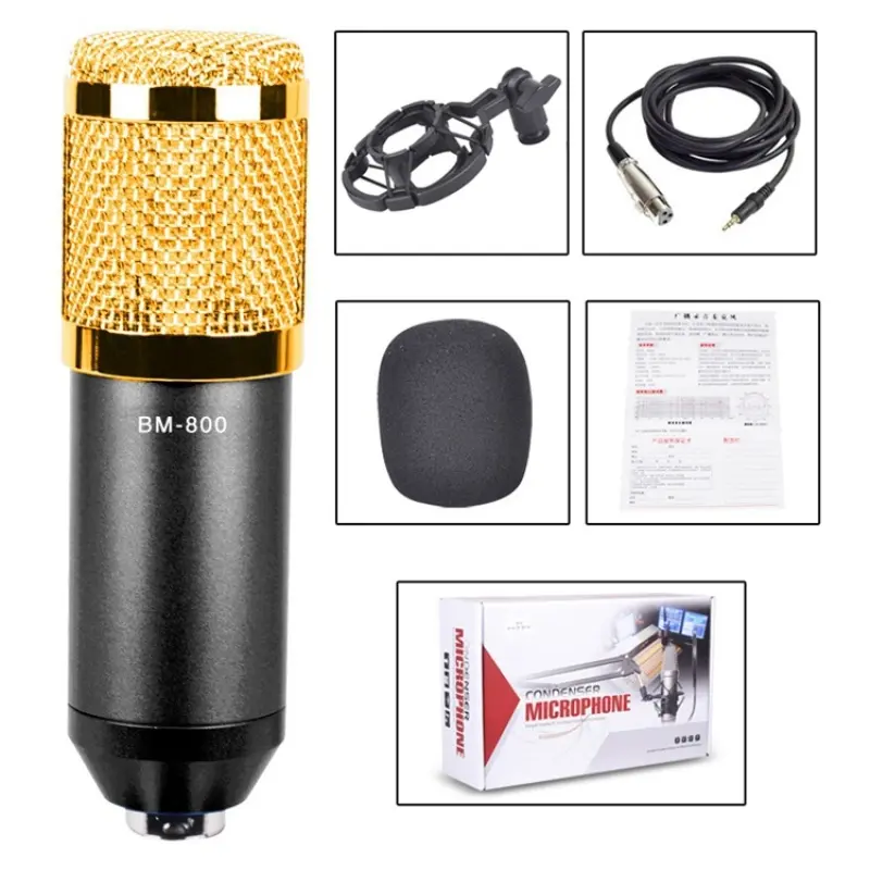 PAKET RECORDING LENGKAP Microphone Mic Condenser BM 800 Stand Mic Soundcard + V8 Set 8