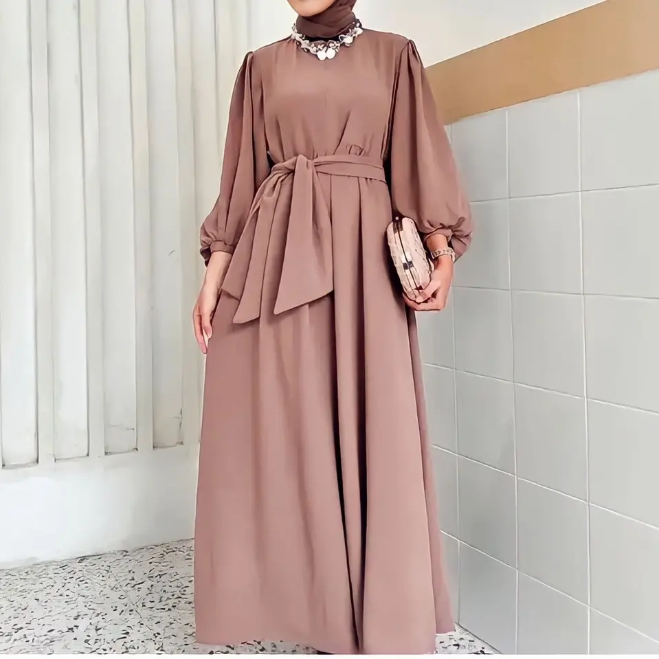 gamis adelia/bahan crinkle airflow premium Polos Muslim Panjang Wanita Dress