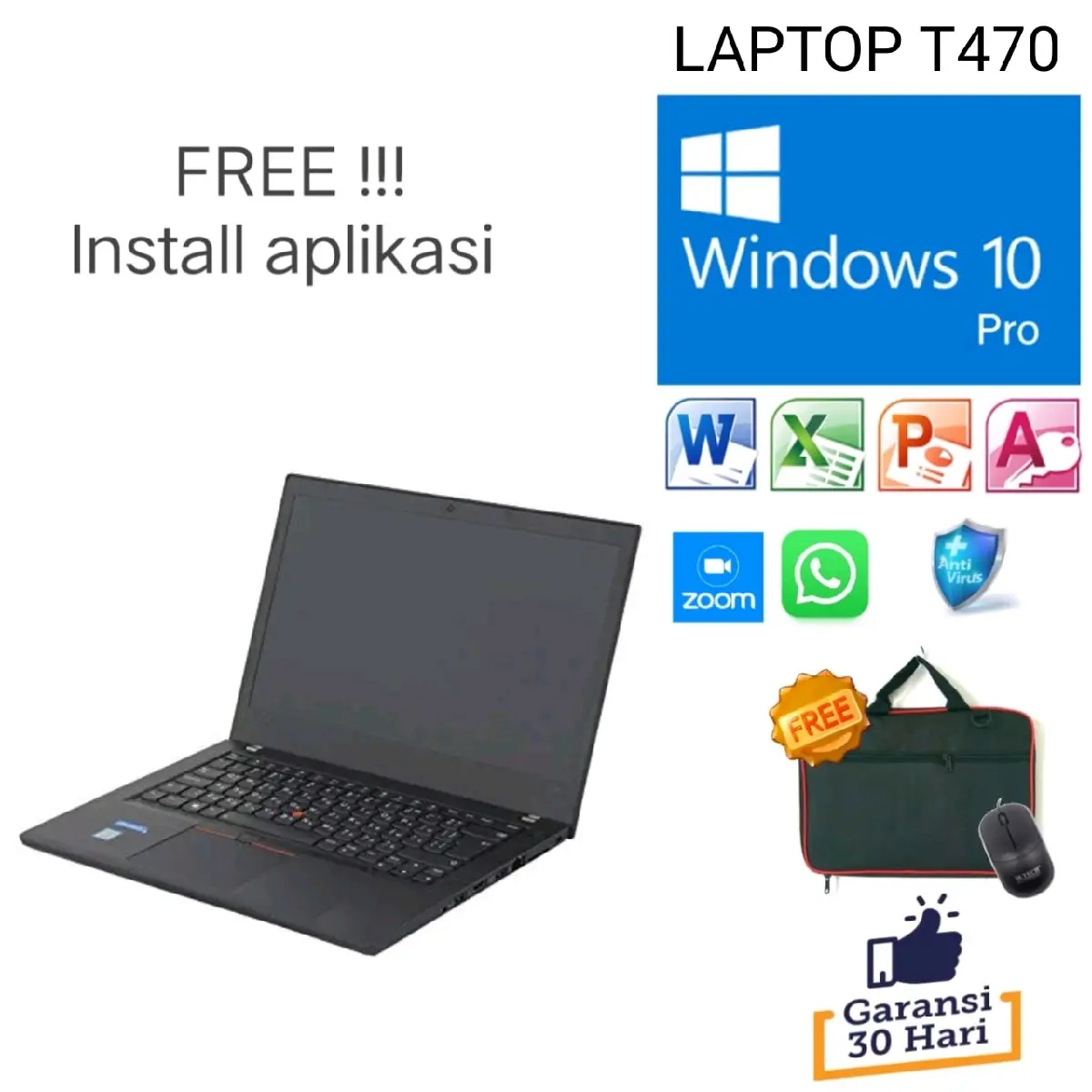 Laptop T470 intel core i5 gen 7 Ram 8gb SSD 256gb siap pakai
