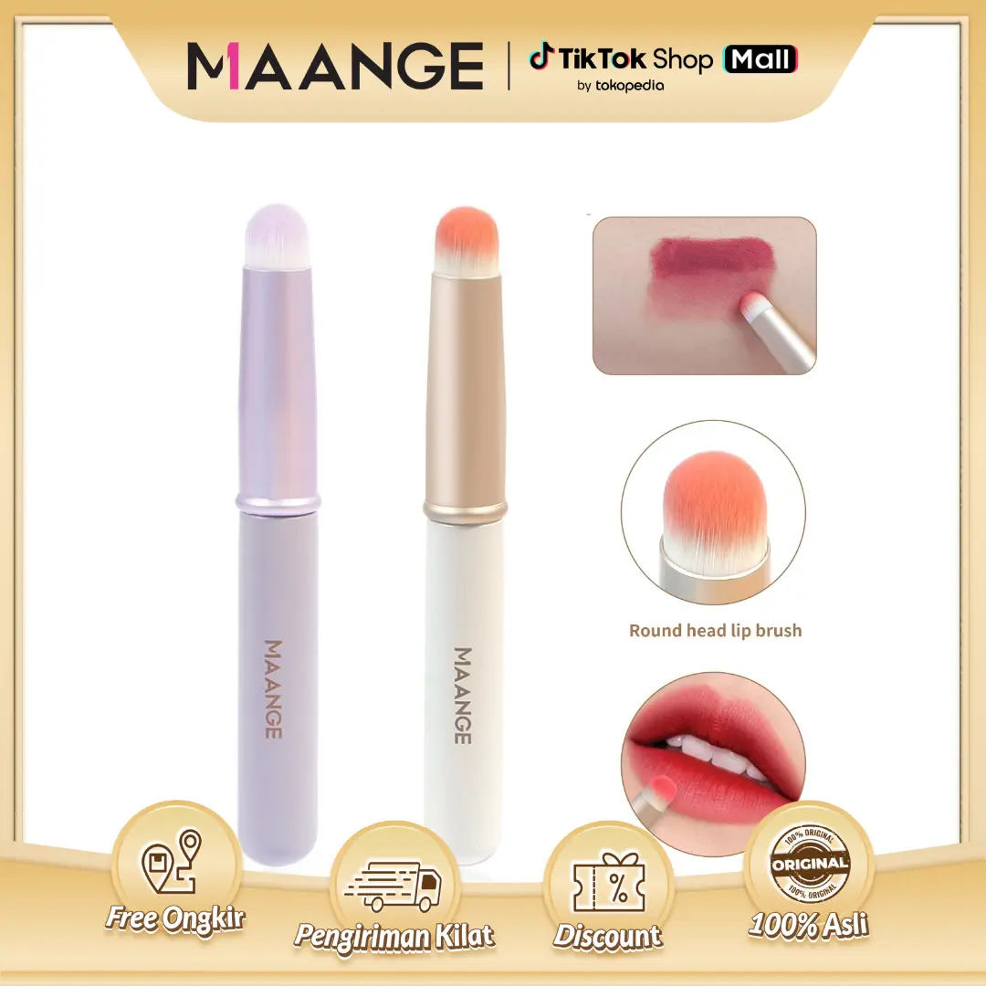 MAANGE Profesional Lip and Concealer Brush Make up Dengan Penutup 51519 Kuas untuk Bibir dan Concealer