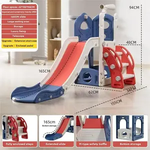 Mainan Perosotan Anak Prosotan Seluncuran Anak FREE Ring Playground Kuda Plastik Murah - Oranye-Biru-A