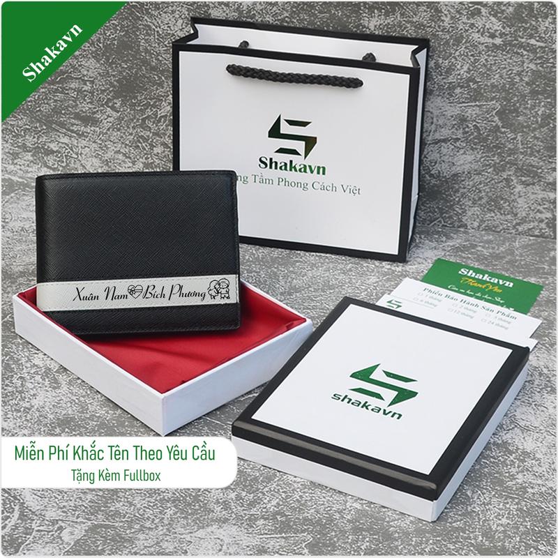 [Quà Tặng Người Thương] Ví Nam Da Bò Khắc Tên Theo Yêu Cầu Shakavn - Tặng kèm túi, hộp, thiệp Wallet