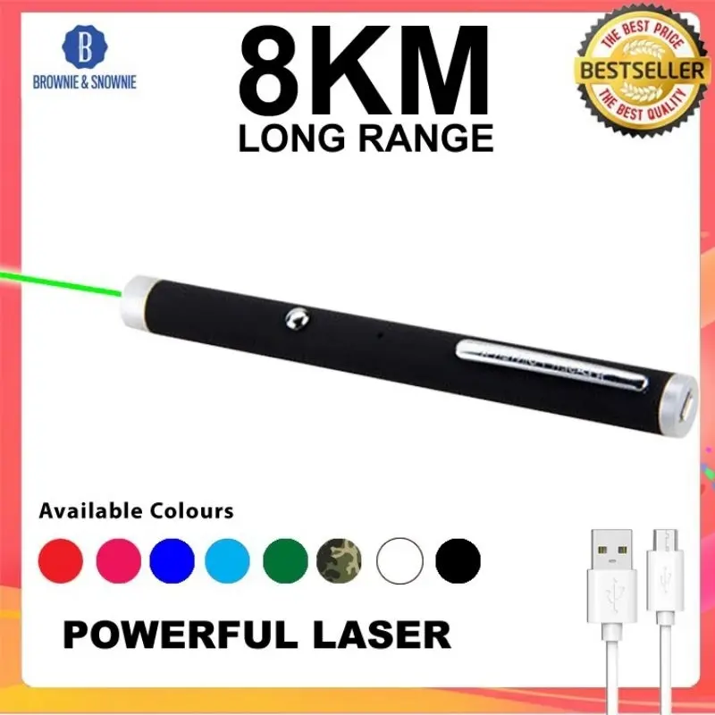Con trỏ Laser màu xanh lá cây, Có Thể Sạc Lại USB, Phạm Vi xa 8 km, Rất mạnh mẽ 0