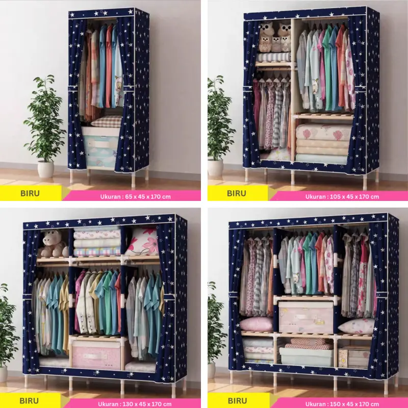 Dejavu Lemari Pakaian Lemari Baju Minimalis Multifungsi Portable Lemari Baju Minimalis Kayu HSH123 6