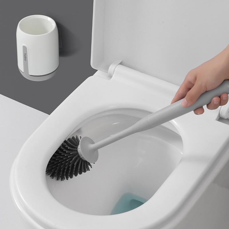 Bathroom Wall Mounted Toilet Brush Long Handle Corner Cleaning Brush Set 3