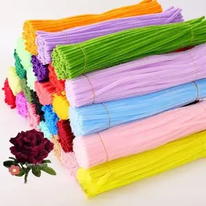 100pcs Kawat Bulu Mercy Premium Bahan Bunga Kawat Bulu Warna Warni Kerajinan Pipe Cleaner Flower DIY