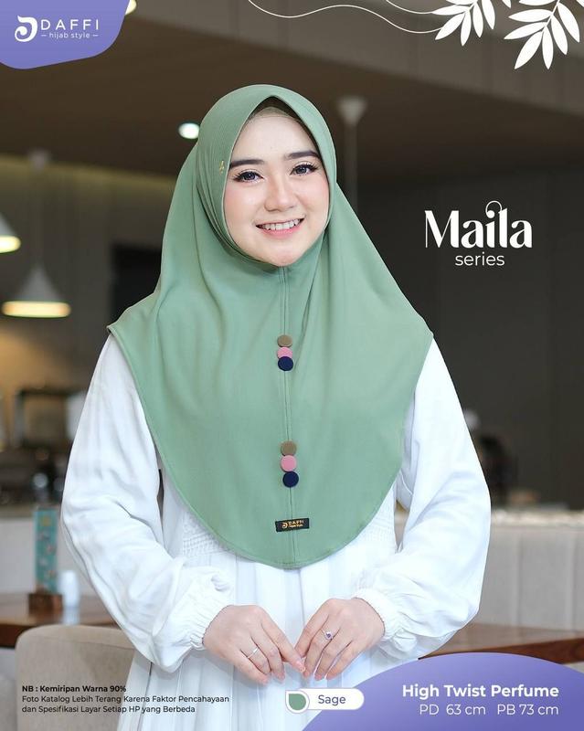 Daffi Jilbab MAILA  Kerudung  Instan Bergo Pad Aksen Variasi Kancing 5