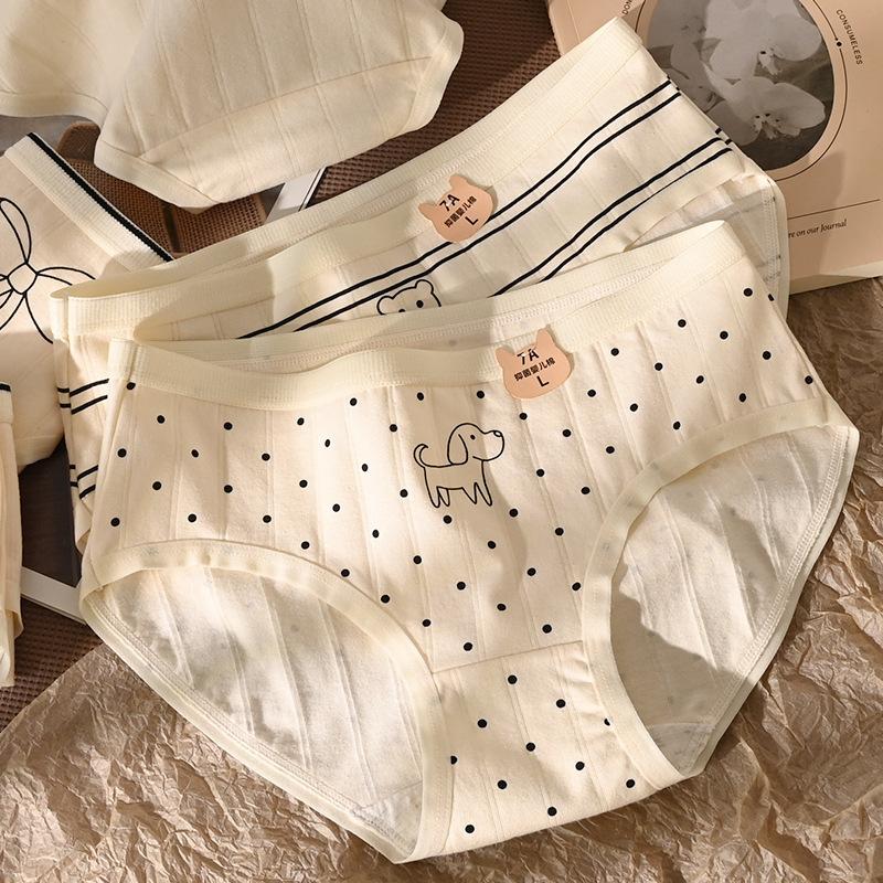 Product Introduction of 2025 Cotton Cartoon Printed Underwear for Women Elastic Hip Antibacterial Cotton Crotch Breathable Mid Waist Girl Student Underwear Fashion Best-Seller 36