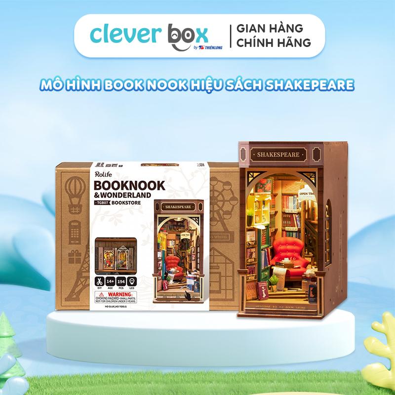 Mô Hình Lắp Ráp Book Nook Robotime Rolife Bookstore TGB07 Có Đèn Led, Mô Hình Nhà Gỗ Clever Box Tháo Lắp Bộ Lắp Ráp Đồ Chơi Toy