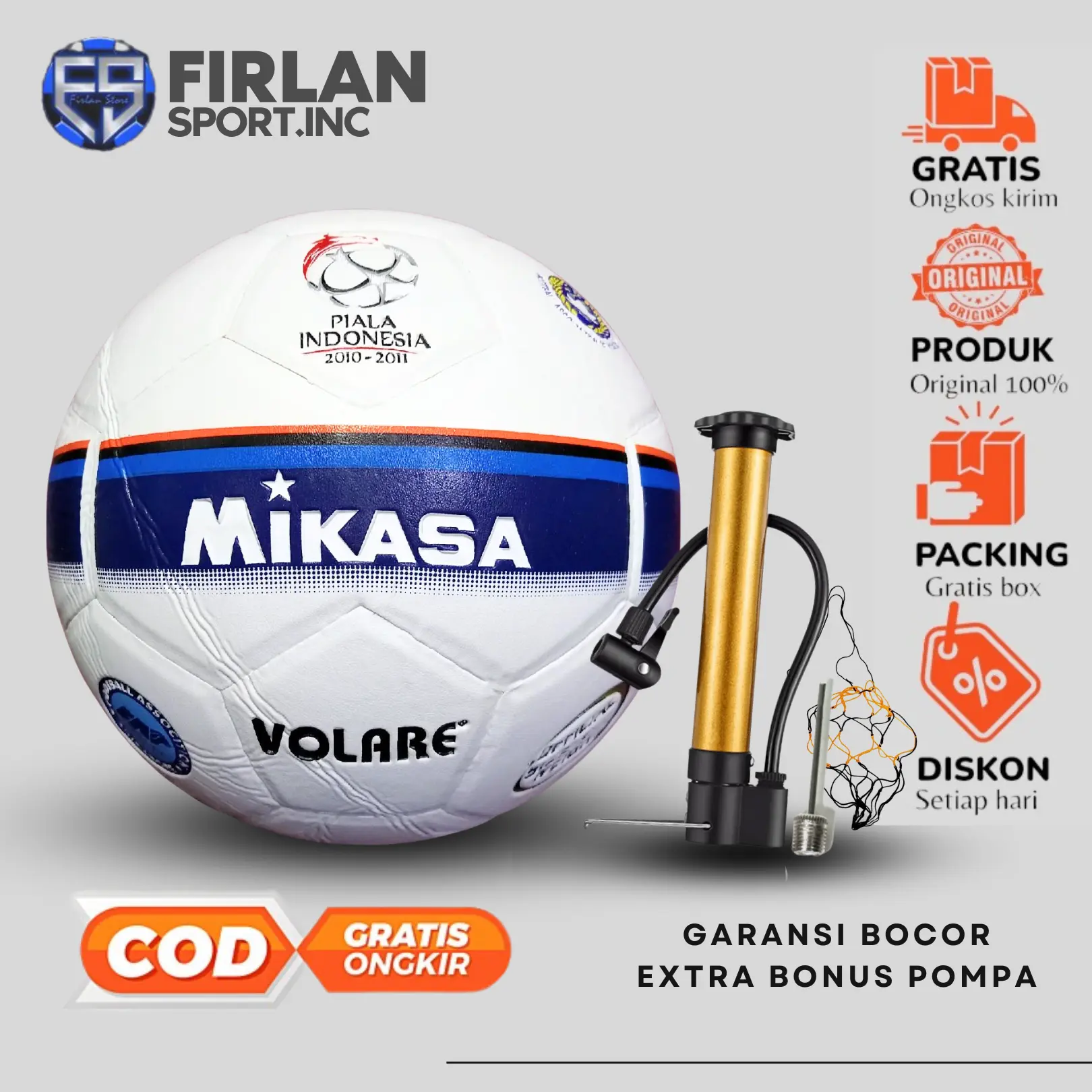 BOLA SEPAK MIKASA FIFA  ORIGINAl Size 5 Satu paket [COD]