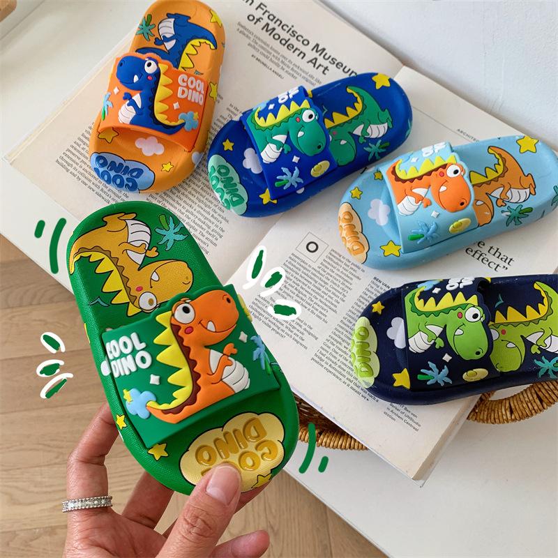 (PHOM NHỎ) Dép Quai Ngang Khủng Long Cool Dino Hoạt Hình Cao Cấp Dẻo Mềm Êm Chân Cho Bé