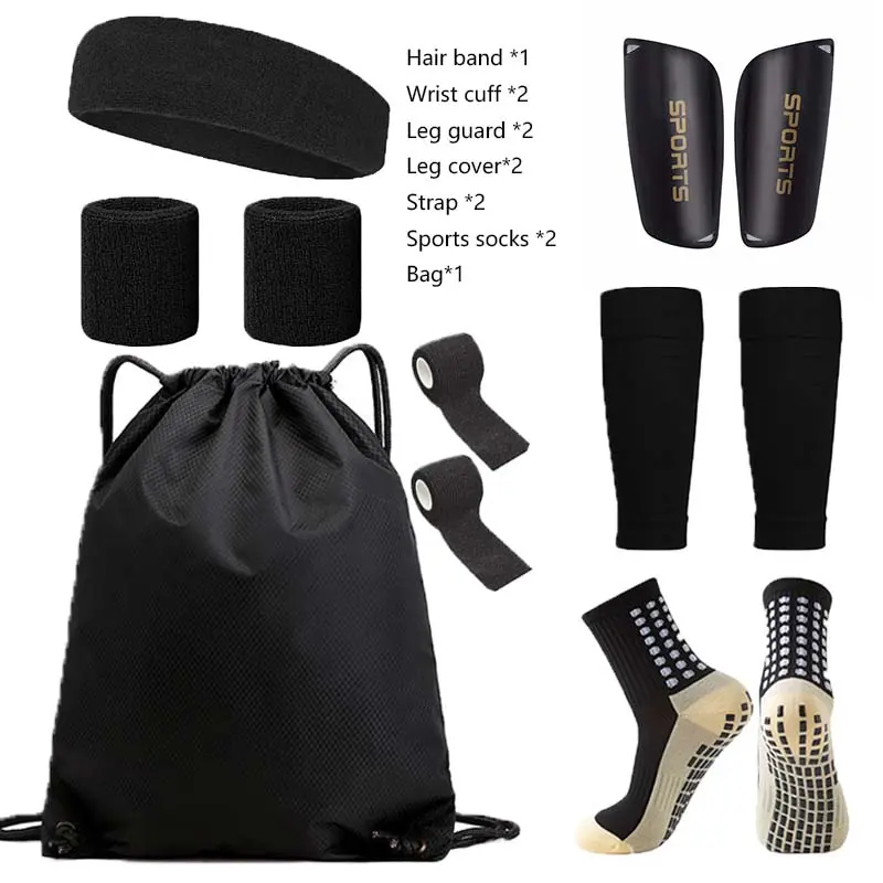 Set Kombo Bal Anggur Bola Sepak, Termasuk Stokin Bola Sepak, Pengawal Shin, Ikat Rambut, Gelang Tangan, Tali Penutup Kaki, Stokin Olahraga, Beg Galas Sukan, Stokin Tidak Licin, Semua-Dalam-Satu, Alat Olahraga Outdoor
