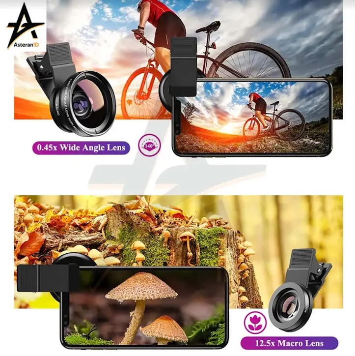 Lensa Kamera HP Smartphone 2 in 1 Macro 12.5X Wide 0.45X 3