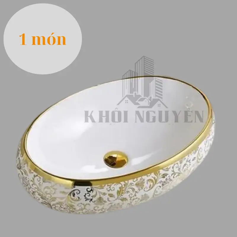 lavabo nhà tắm đẹp .Chậu lavabo sứ để bàn hoa văn phủ nano 3