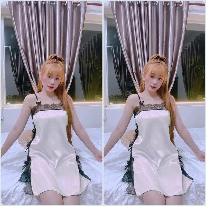 Đồ ngủ nữ- Đầm ngủ nữ kèm quần chất liệu phi lụa mềm size 45-60kg Women Dress Váy Ngủ  Voi