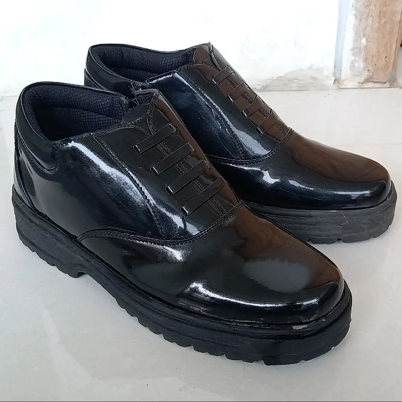 sepatu PDH pria Hitam Kilap Tanpa Semir Security Polisi Taruna Satpam Satpol Dinas Kerja Murah Berkualitas boots Shoes boots Shoes sepatu boots ringan rapi sepatu formal 4