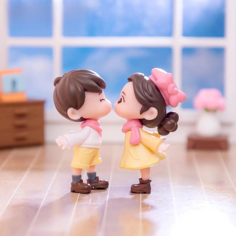 Búp Bê Nhân Vật Cặp Đôi Hôn Mặt, Đồ Trang Trí Tự Làm, Đồ Trang Trí Nhỏ Cảnh Quan Siêu Nhỏ, Thích Hợp Cho Xe Hơi Và Máy Tính Để Bàn 2