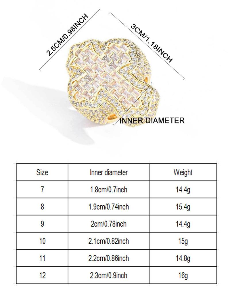Product Introduction of Men's Rhinestone Decorated Ring, Iced Out Zircon Prong Ring for Men, Hip Hop Jewelry for Party, Daily Decor, Trendy All-match & Exquisite Jewelry for Birthday Gift 1