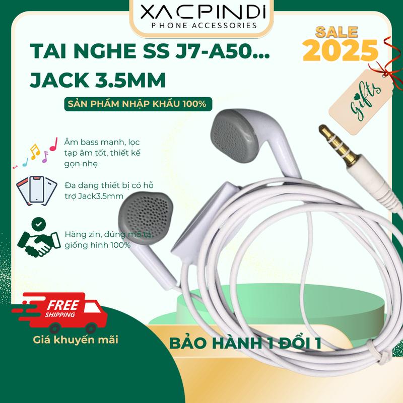 Tai Nghe Có Dây Jack 3.5mm – Dành Cho Samsung J7 A50 – Âm Rõ Bass Ấm Lõi Đồng