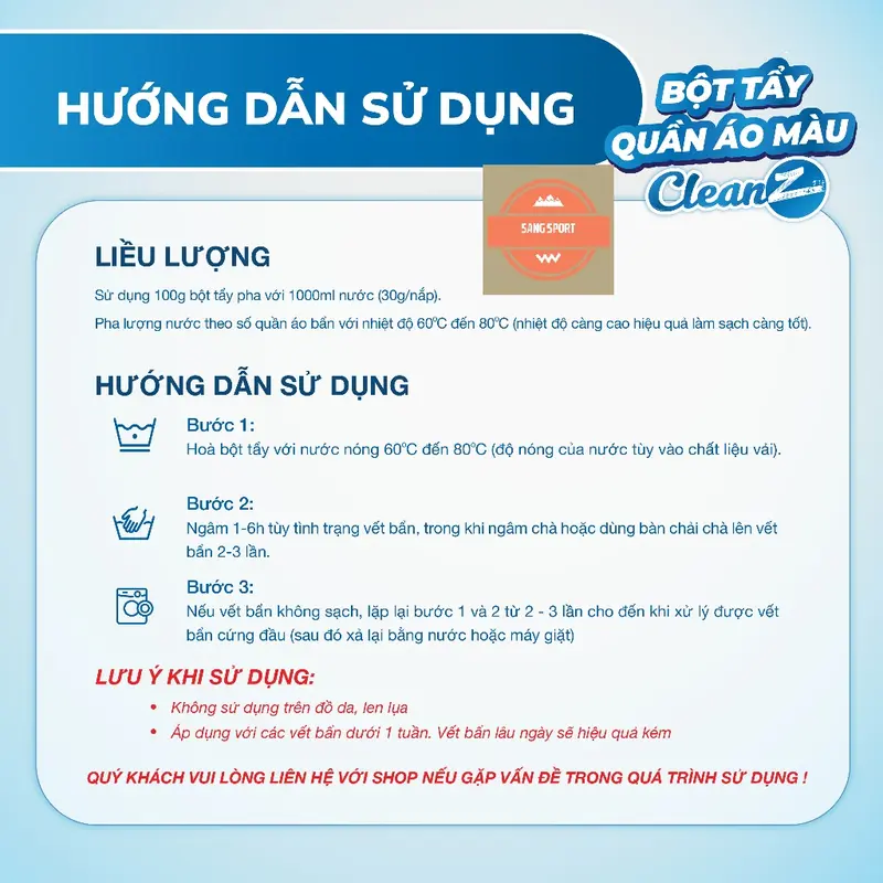 Bột tẩy vết bẩn đa năng Oxi Clean Z- Tẩy vết bẩn, nấm mốc, ố vàng, khử khuẩn an toàn Làm Sạch 5