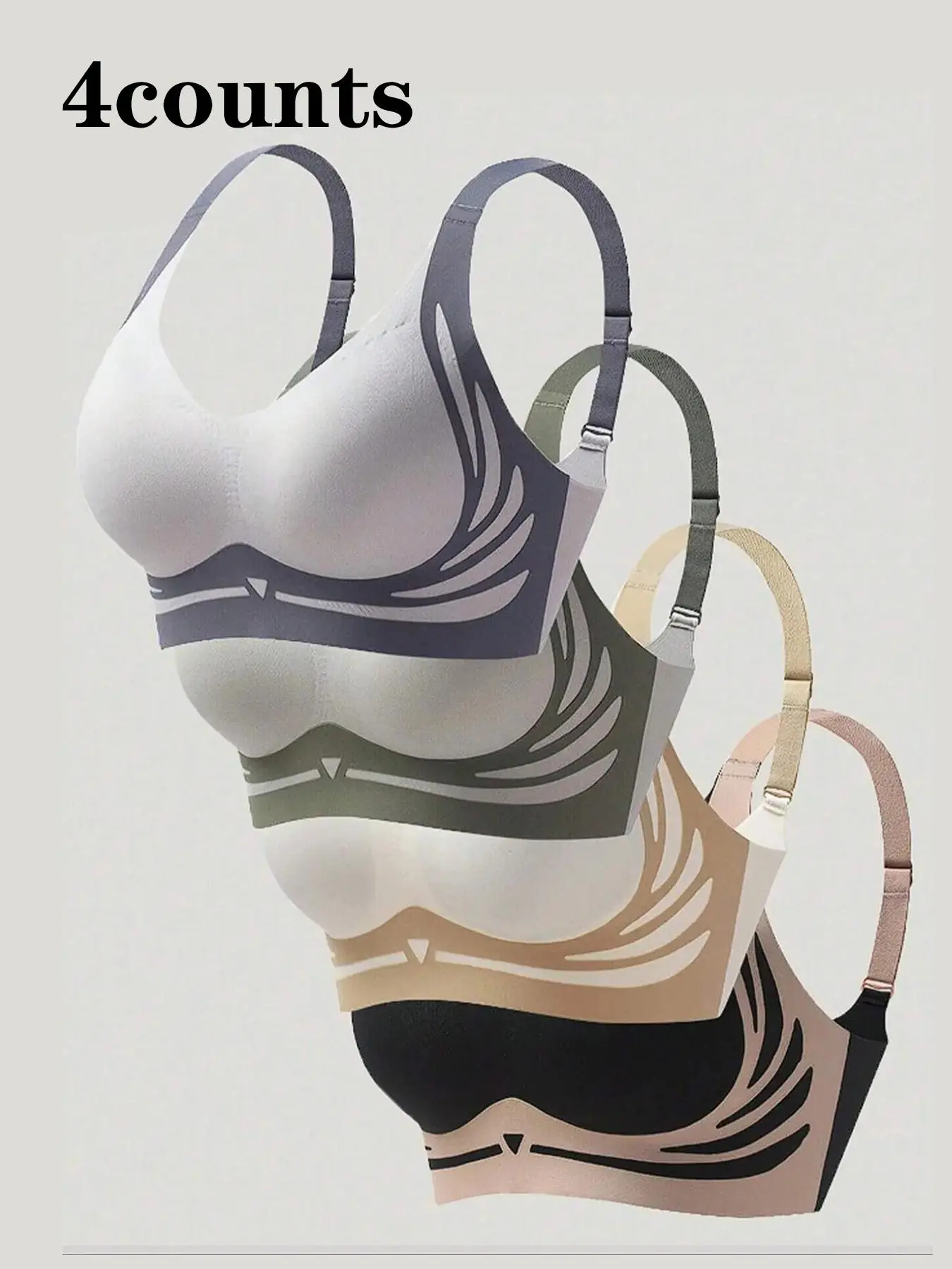 Women's Colorblock Print Push Up Bra, Elegant Comfortable Breathable Bra, Women's Lingerie for All Seasons， Women's Bras