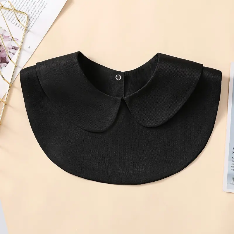 1pc Women's Black and White Collar Faux Collar, 100% Polyester Woven Shoulder-Style Detachable False Collar for Daily Wear, Round Neck 1