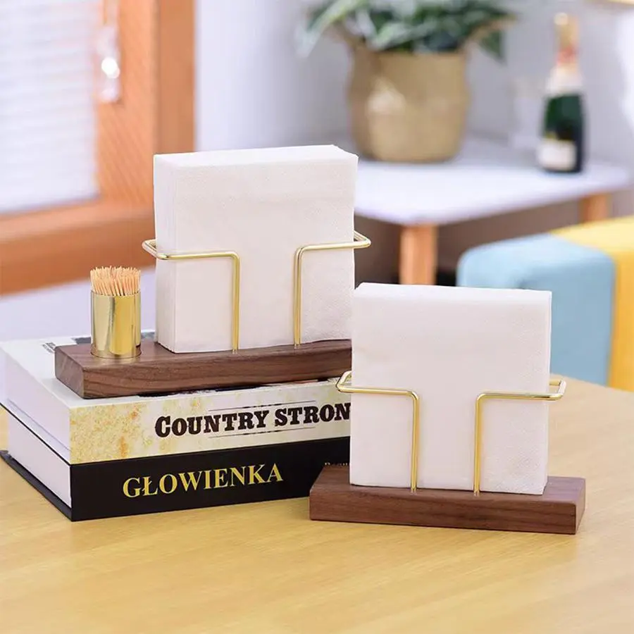 Wooden Desktop Tissue Holder, Solid Wooden Tissue Storage Rack, Desktop Tissue Holder for Home Office Hotel Restaurant Coffee Table