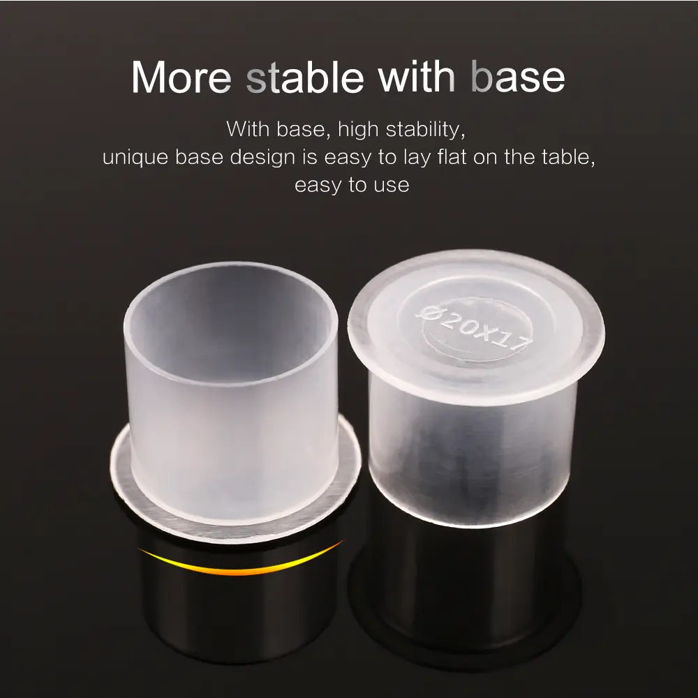Shengyan 100PCS Disposable Microblading Steady Plastic Tattoo Ink Cups 4 Sizes Permanent Makeup Pigment Clear Holder Container Cap