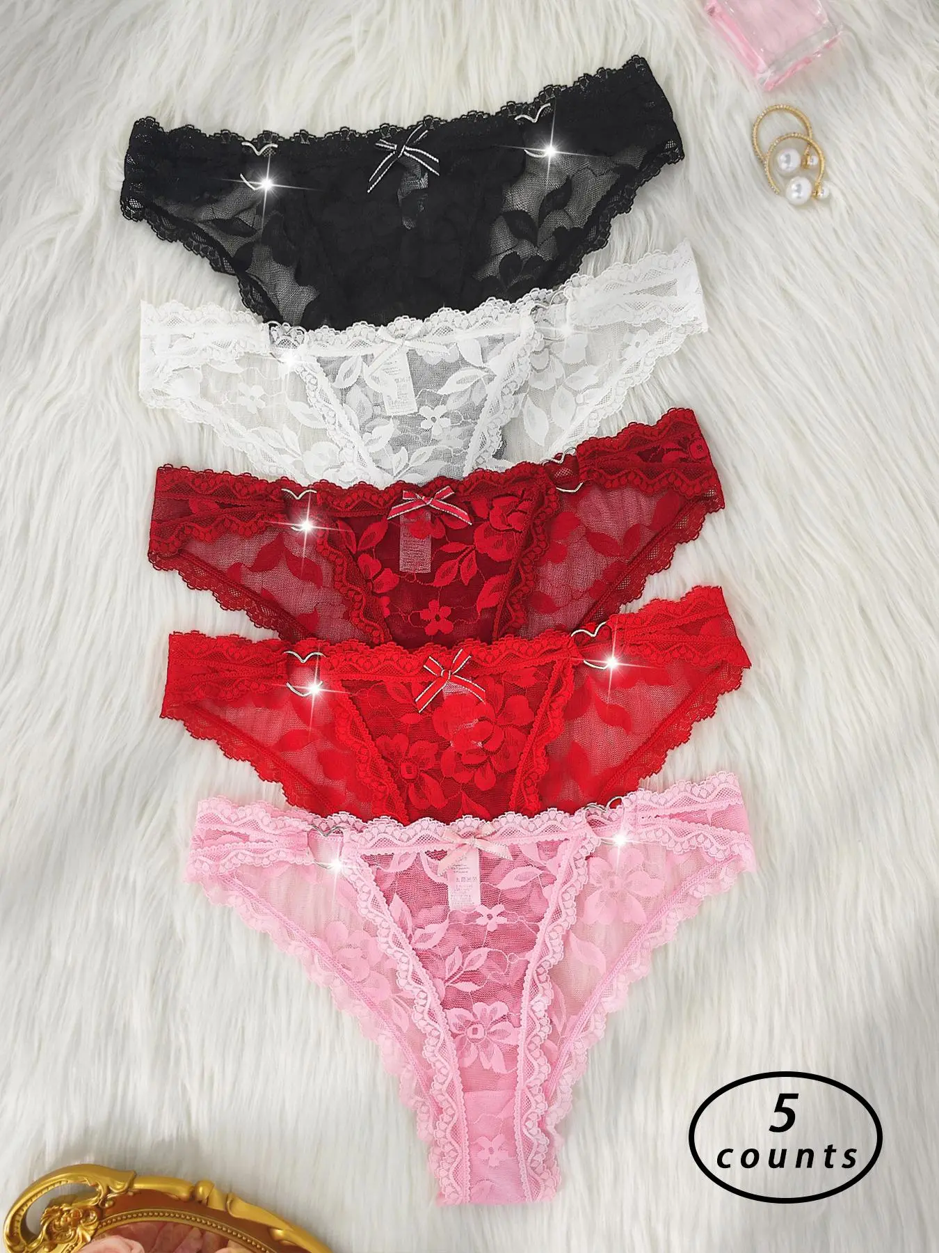 Women's Solid Color Lace Panty, Soft Comfy Breathable Underwear for Daily Wear, Women's Underwear for All Seasons