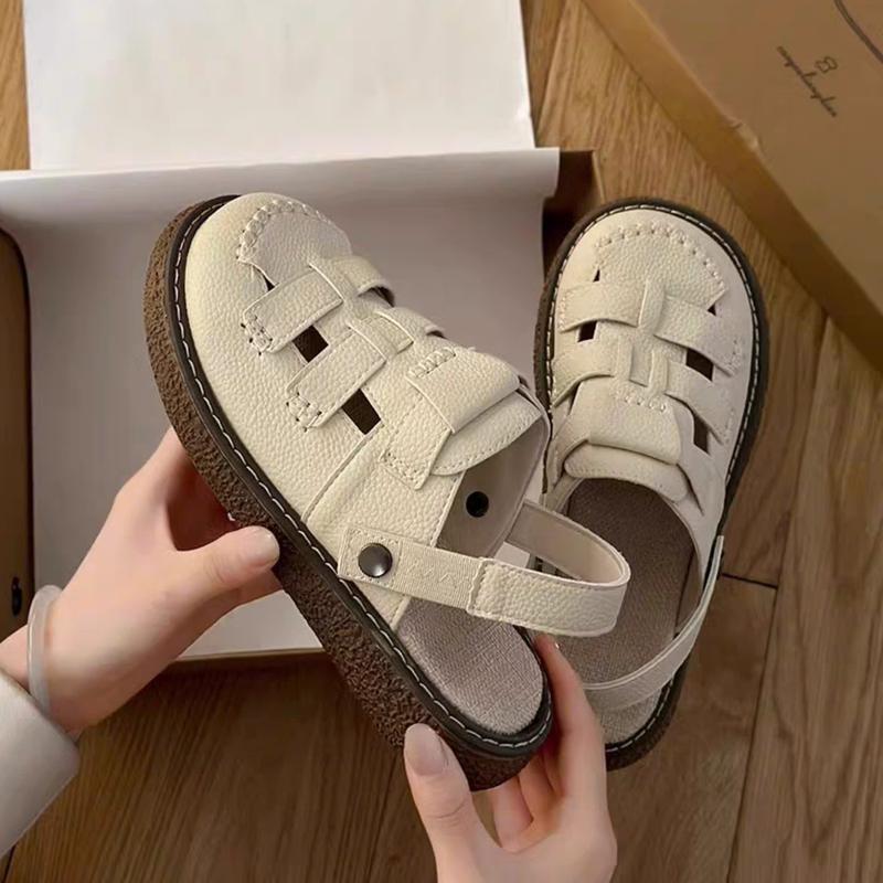 Dép Sandal Nữ Sục Rọ & Giày Sandal Quai Da PU Đế Cao Su 3.5cm