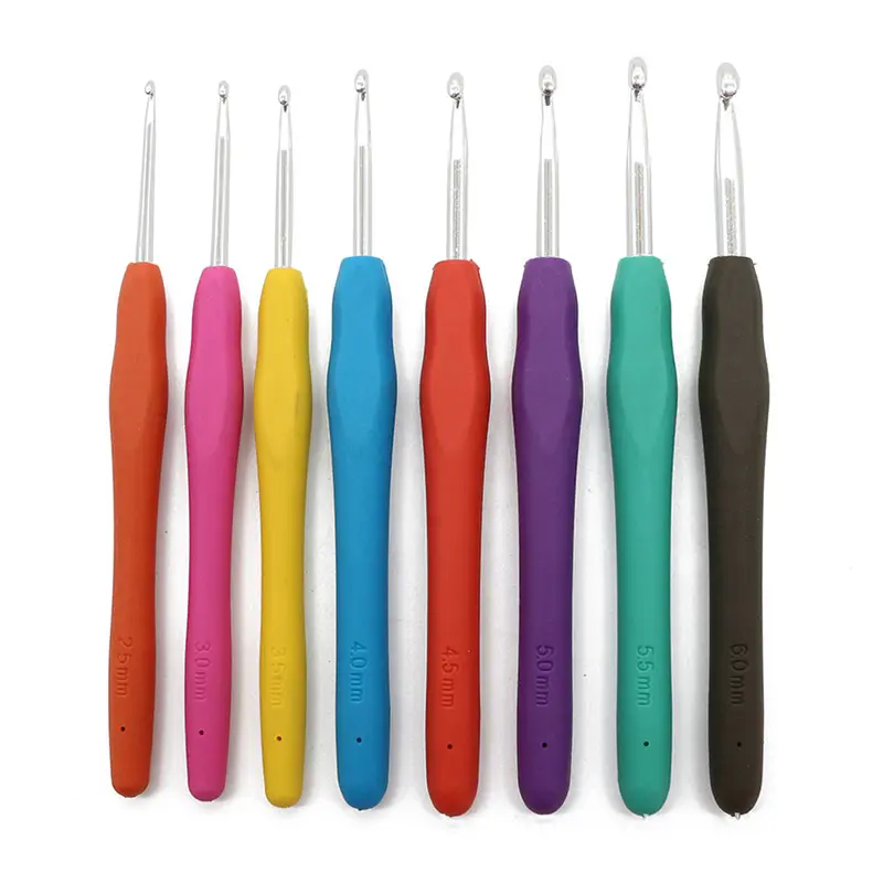 14 Pieces/Set Crochet Hooks Set Knitting Needles Soft Ergonomic Handle Sweater Scarf Knitting Tools Handmade Colorful Crochet Hook Kit