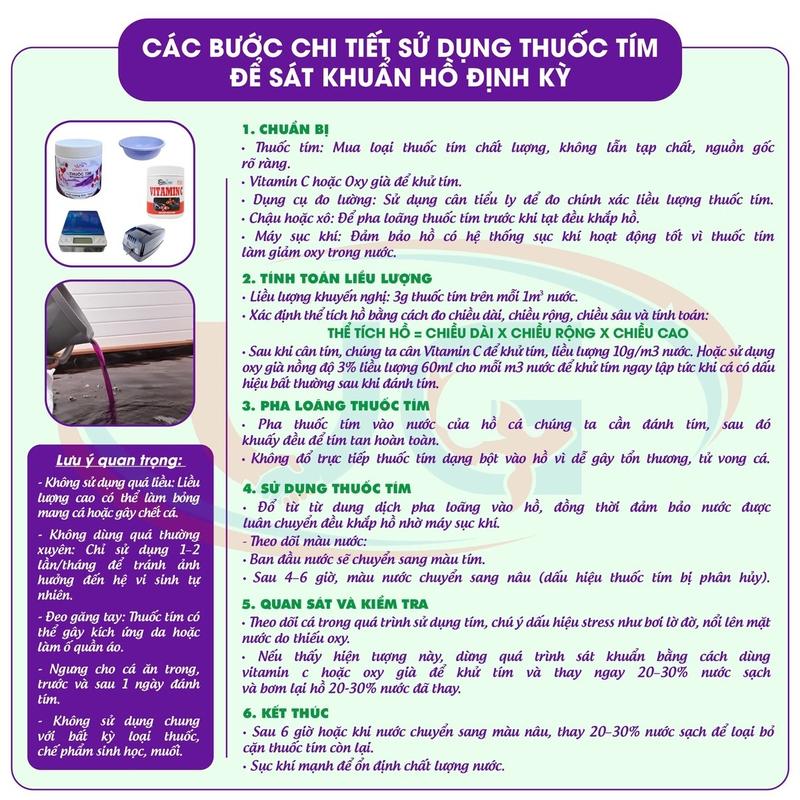 Thuốc tím Uông Gia  [ 100 Gam ] cho cá - Giải pháp sức khỏe và xử lý hồ cá, liều dùng 3g/m3 3