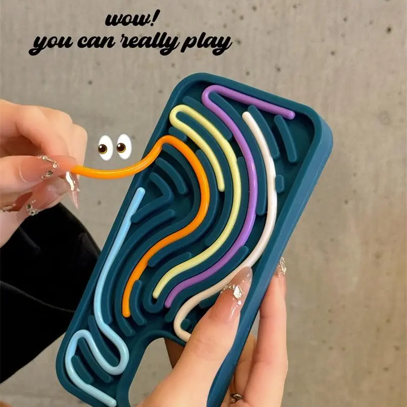 Creative Puzzle Line Phone Case, 1 Count Silicone Phone Protective Cover, Phone Accessory Compatible with iPhone 11 12 13 14 15 16 Pro Max 4