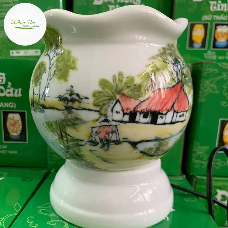 Đèn xông tinh dầu gốm sứ Bát Tràng - Size lớn nhiều họa tiết kết hợp với Tinh Dầu Thơm Phòng tạo hương thơm trang trí đèn cho phòng khách, phòng ngủ 6