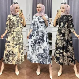 Dress Midi Chibi Lengan 3/4 Rayon Premium / Busui Friendly / Daster Rayon / DASTER LENGAN 3/4