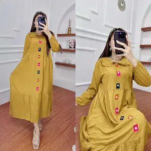 GAMIS MIDI GLESSA RENATA DRES KEKINIAN TERBARU RAYON PREMIUM  Remaja  Santai  Wanita  Dress Formal Karet Lembut Muslim Dewasa Crinkle