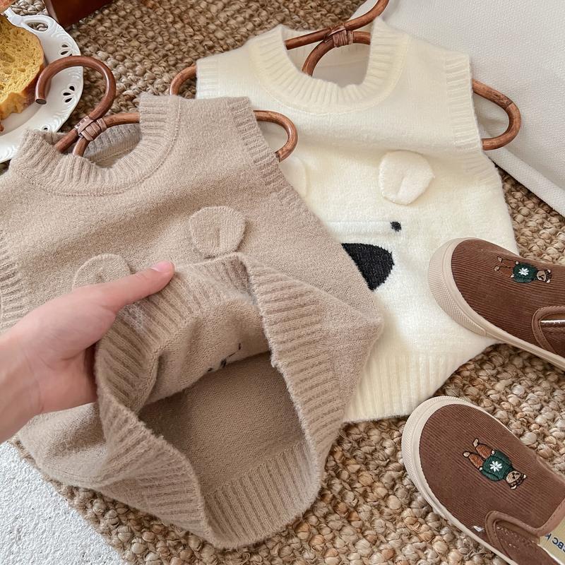 Áo Vest Dệt Kim Cho Em Bé Áo Vest Len Cho Trẻ Sơ Sinh Hình Gấu Dễ Thương Mềm Mại, Mới Thu Đông 2023, Thích Hợp Cho Bé Trai Và Bé Gái, Thiết Kế Hoạt Hình, Áo Vest Nhỏ Được Người Khác Thu Thập 8