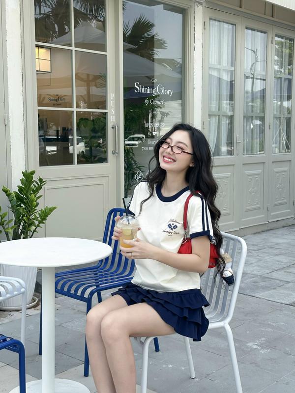 KIDO - Áo thun cổ tròn tay ngắn phối viền màu PICKLEBALL TEE