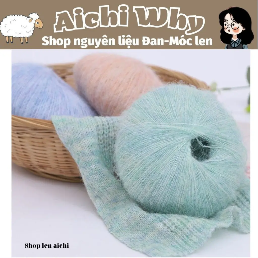 Len Mohair chuyên đan, móc áo, túi Diy