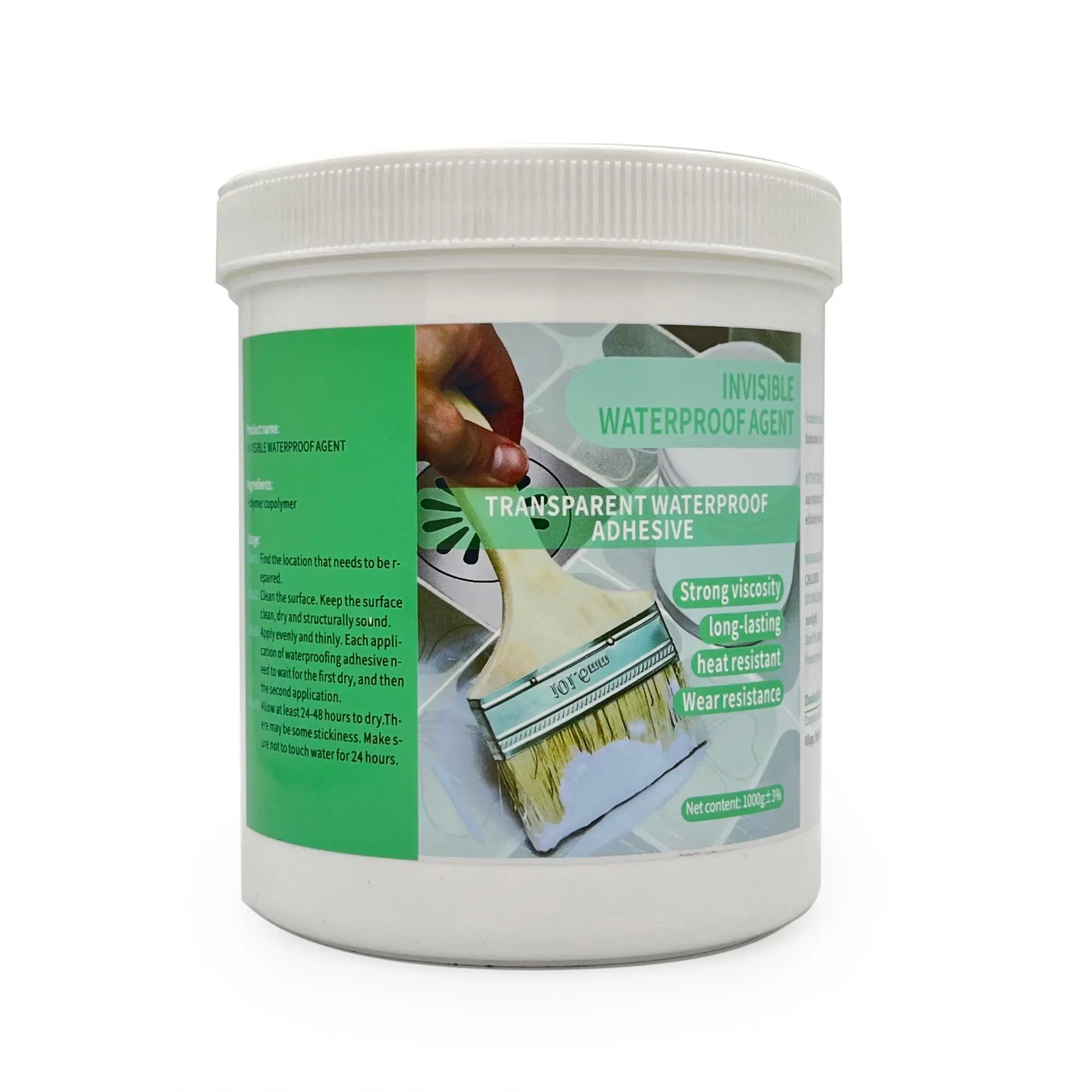Invisible Waterproof Agent with Brush, Transparent Waterproof Adhesive, Clear Anti-Leakage Repairing Glue, Suitable for Indoor & Outdoor Use