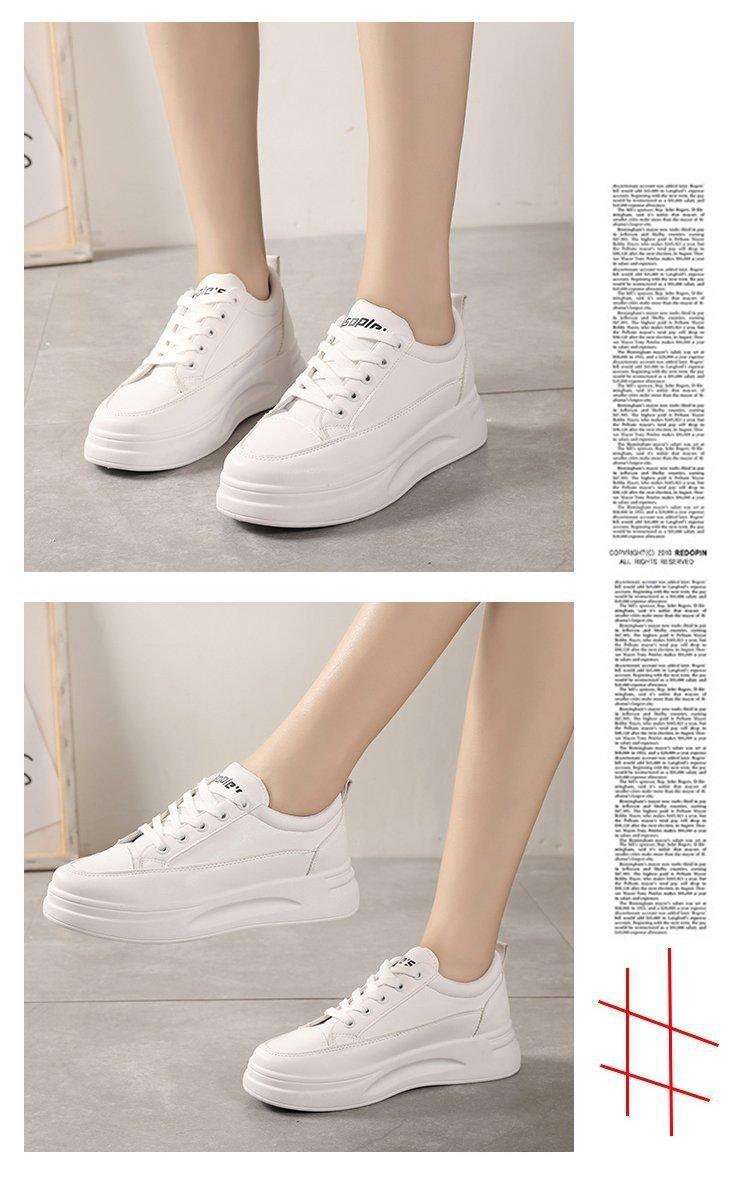 Product Introduction of White Shoes for Women 2023 Spring New Breathable Student Sneakers Korean Style Heightened Platform Shoes Casual Shoes Board Shoes Wholesale 12
