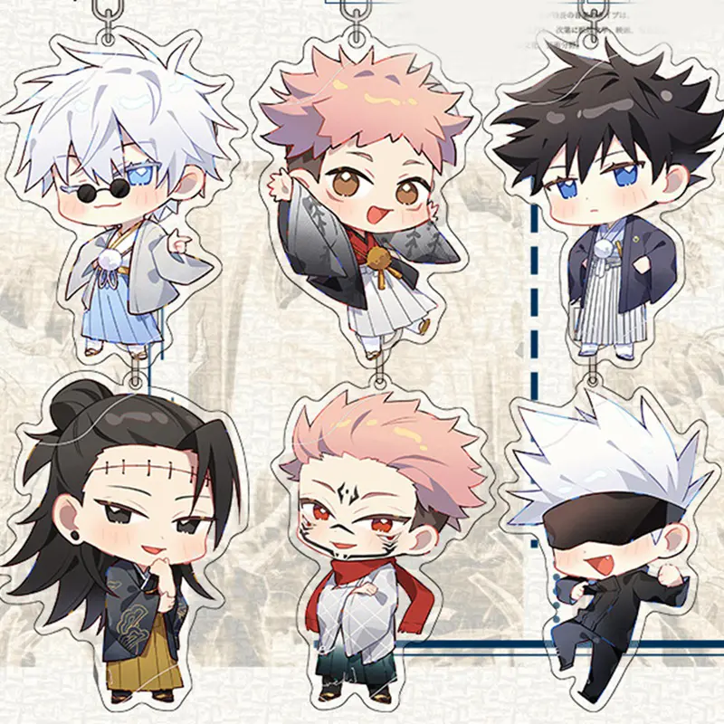 Rantai kunci anime Jujutsu Kaisen, rantai kunci Gojo Satoru Fushiguro Megumi Kawaii, loket, hadiah persisian