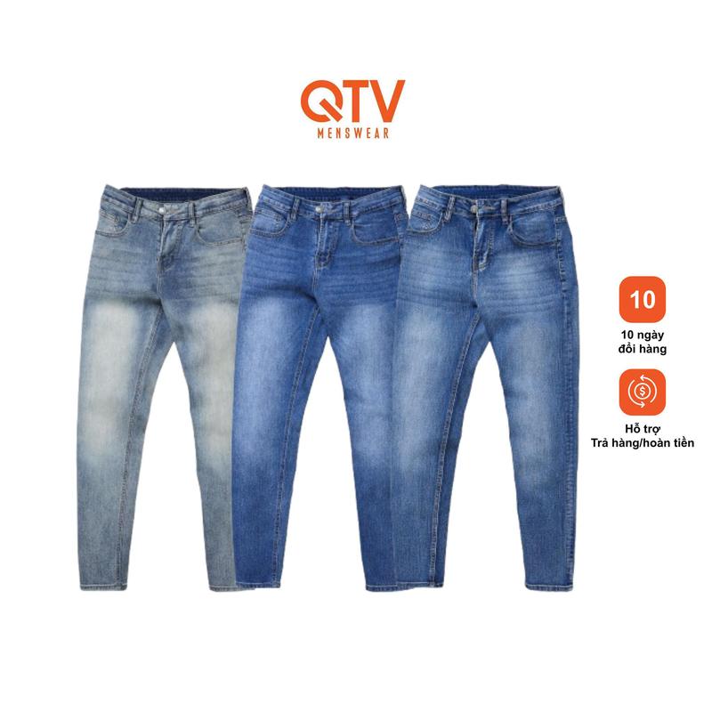 [QTV2 - BST Xanh basic] Quần Jean Nam Co Giãn Form Slim Fit, Chất Rin Thun 3 Màu Xanh Cơ Bản Dễ Mặc Và Phối Đồ_Q82, Q83, Q84 Pants Menswear Có Túi Cotton Denim