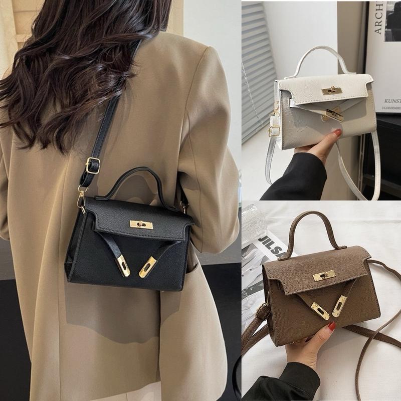 Túi  xách nữ đeo chéo size 19 đựng vừa ví tiền điện thoại màu đen trắng nâu chất pu đẹp đơn giản dễ phối đồ