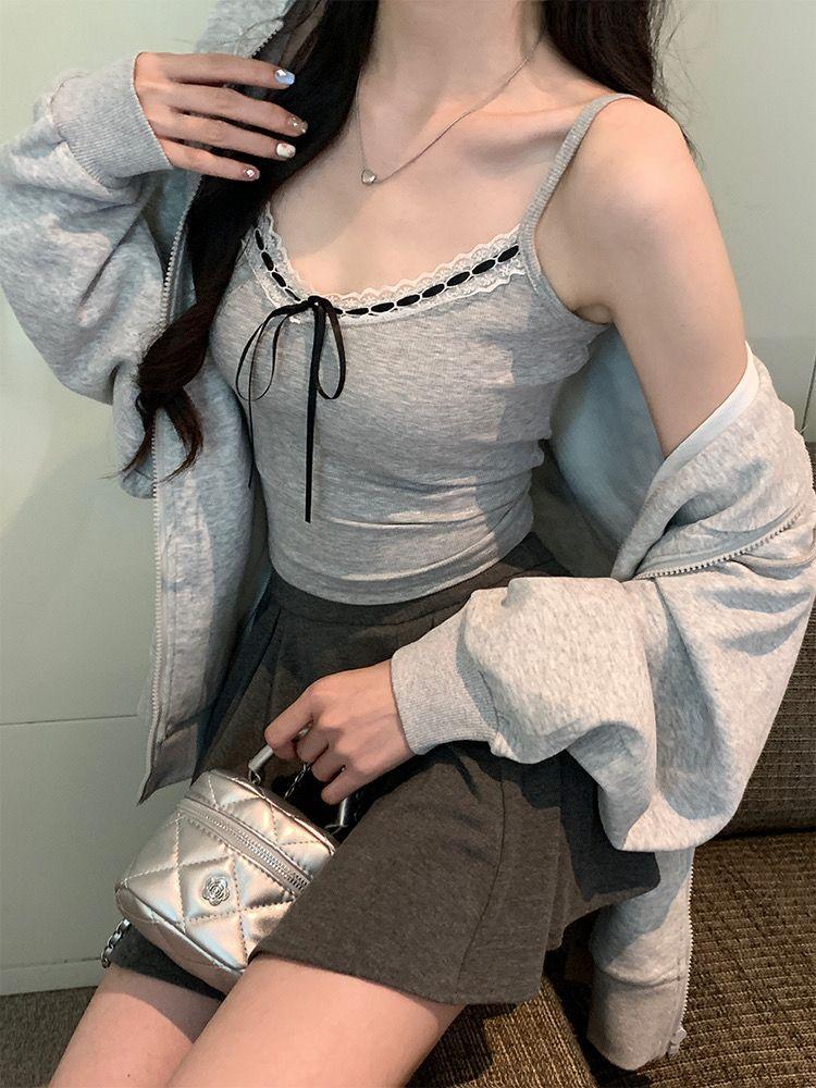 Product Introduction of Pure Desire Lace Tube Top Vest Female Summer Sweet Hot Girl Bow Slim-Fit Camisole Short Beautiful Back Tank-Top 16