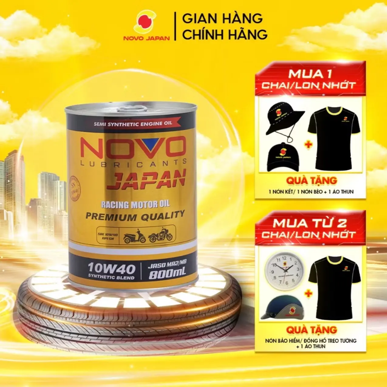 Dầu Nhớt Cao Cấp Xe Máy NOVOJAPAN SN 10w40 800ml