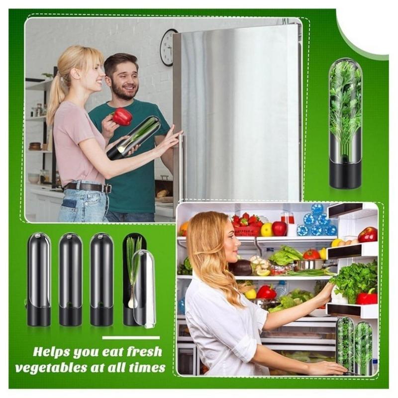 Wadah Tempat Penyimpan Sayur/Herb Storage Tempat Daun Bawang Seledri Kemangi Herb Keeper/Wadah Tempat Penyimpan Sayur/Refrigerator Container Dapur 4