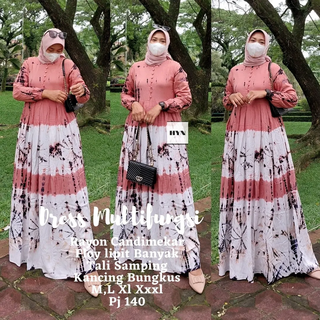 GAMIS SYARI TWILL RAYON CANDIMEKAR Bunga Dress Muslim  Motif  Cantik Kancing Kain Karet