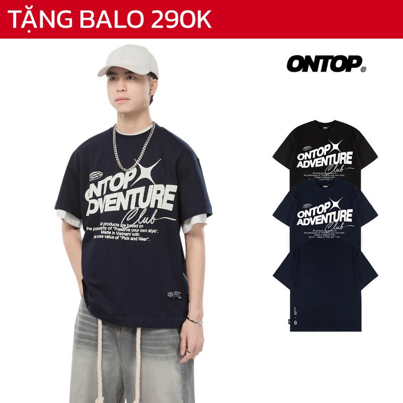 Áo thun xanh than in chữ local brand ONTOP vải cotton thoáng mát có size cho nam và nữ Tee Timeless | O-T5